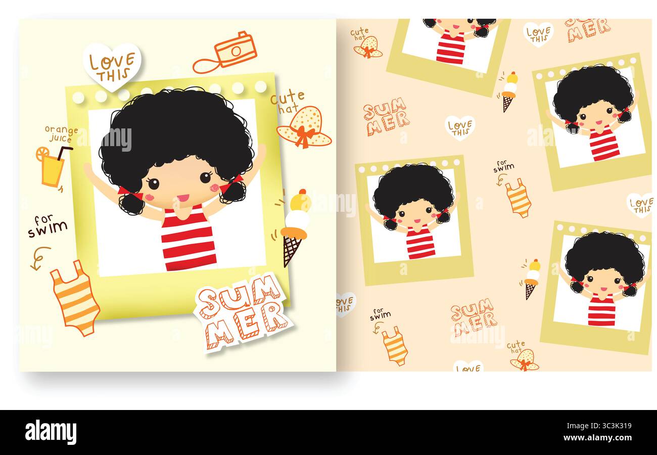 hello summer adorable vector set Stock Vector