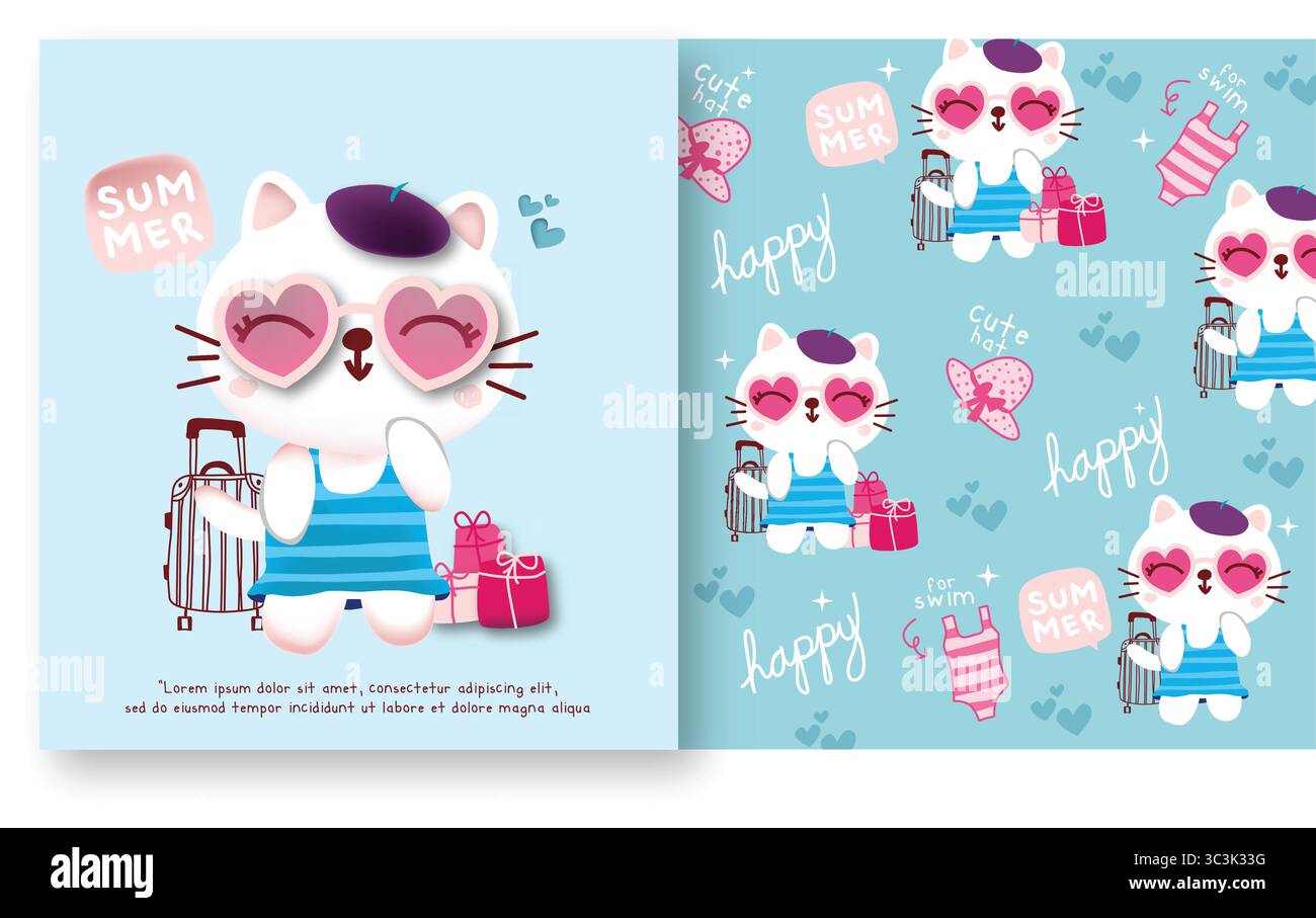 hello summer adorable vector set Stock Vector