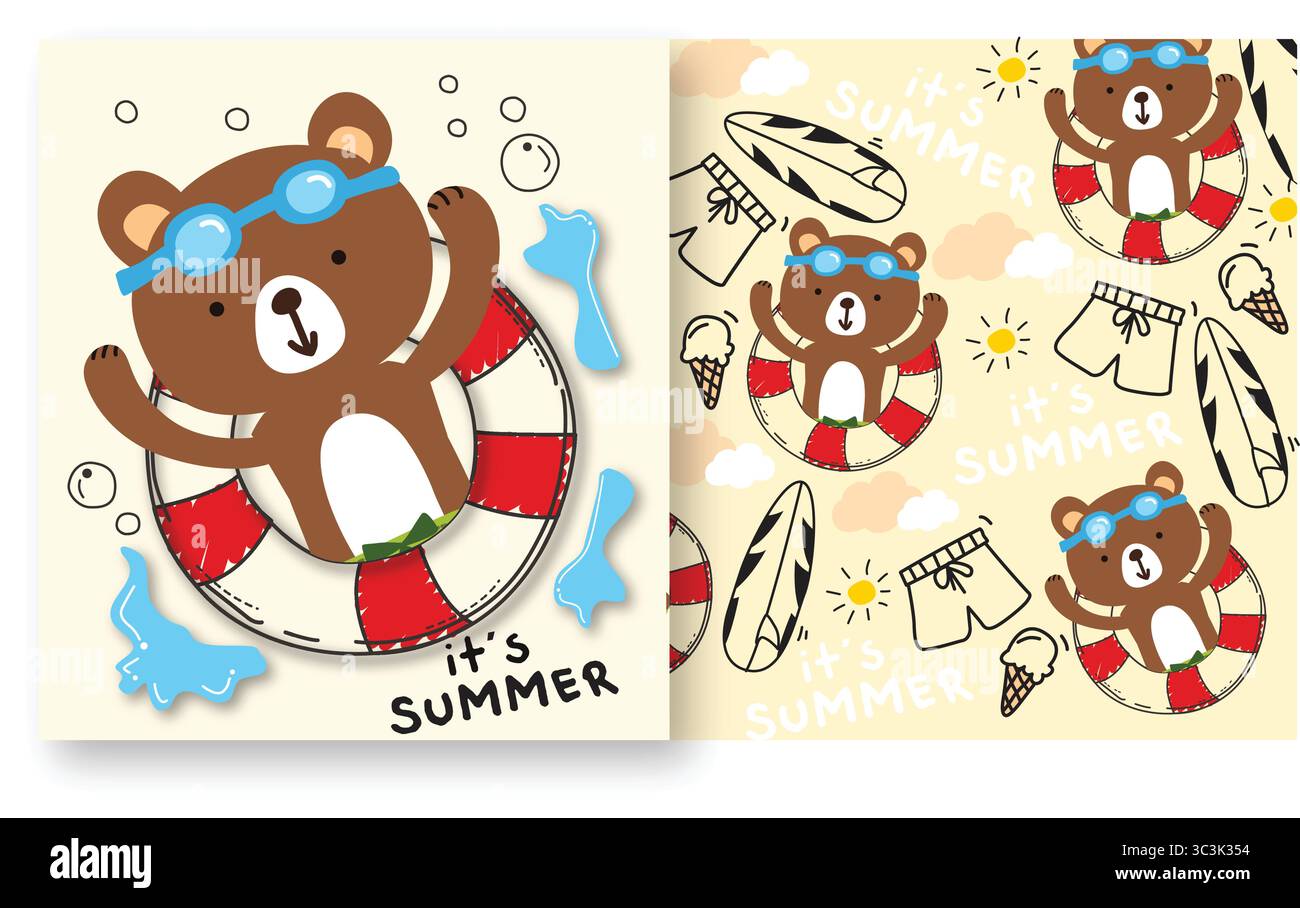 hello summer adorable vector set Stock Vector