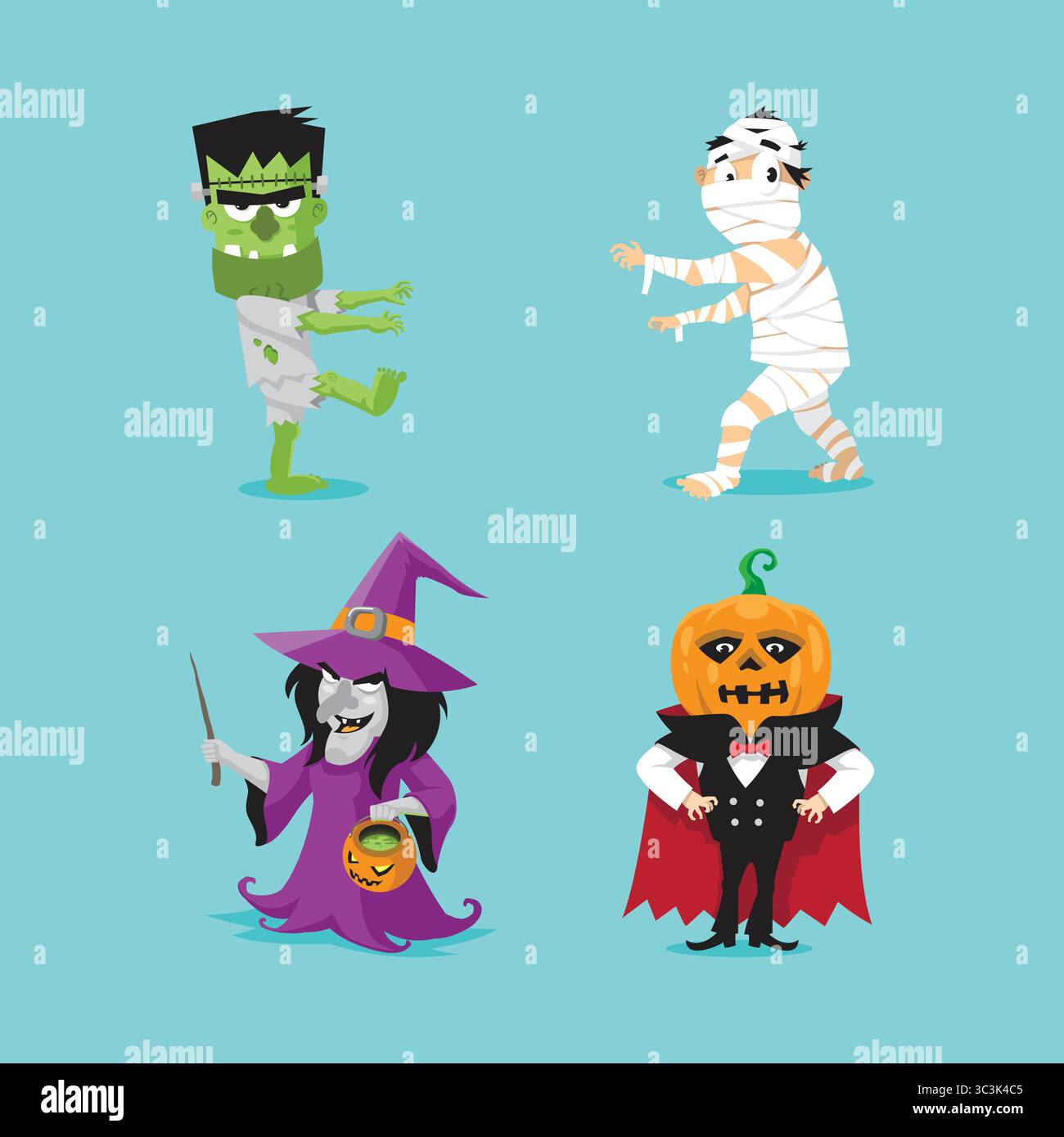 Halloween mascot design. Halloween vector pack. Stock Vector