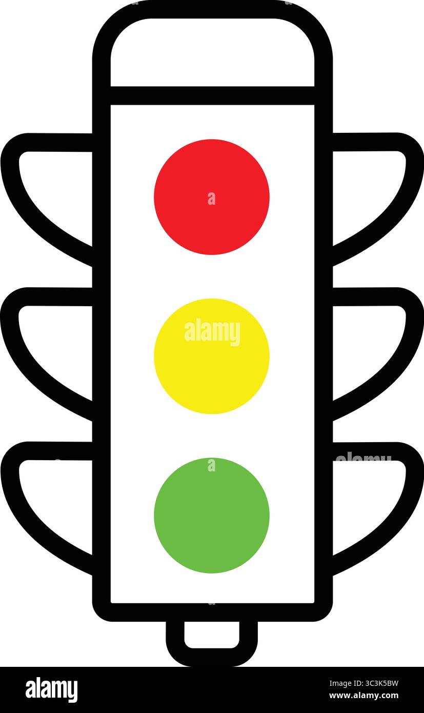 Colorful Traffic Light Icon Stock Vector