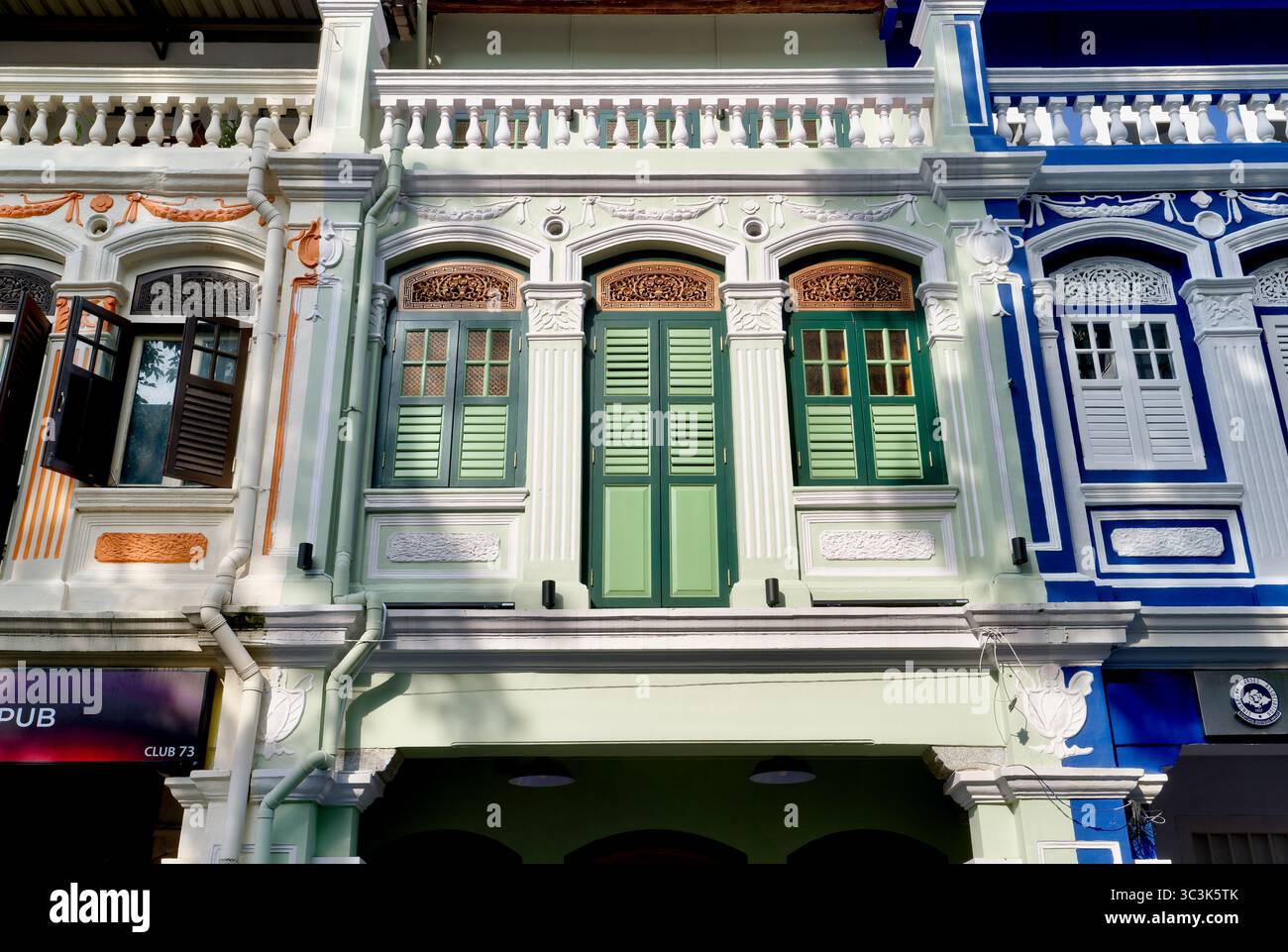 Mid: 75 Maude St., Singapore, a traditional Peranakan-style shophouse, in which during the Japanese occupation Lee Kuan Yew found temporary refuge Stock Photo
