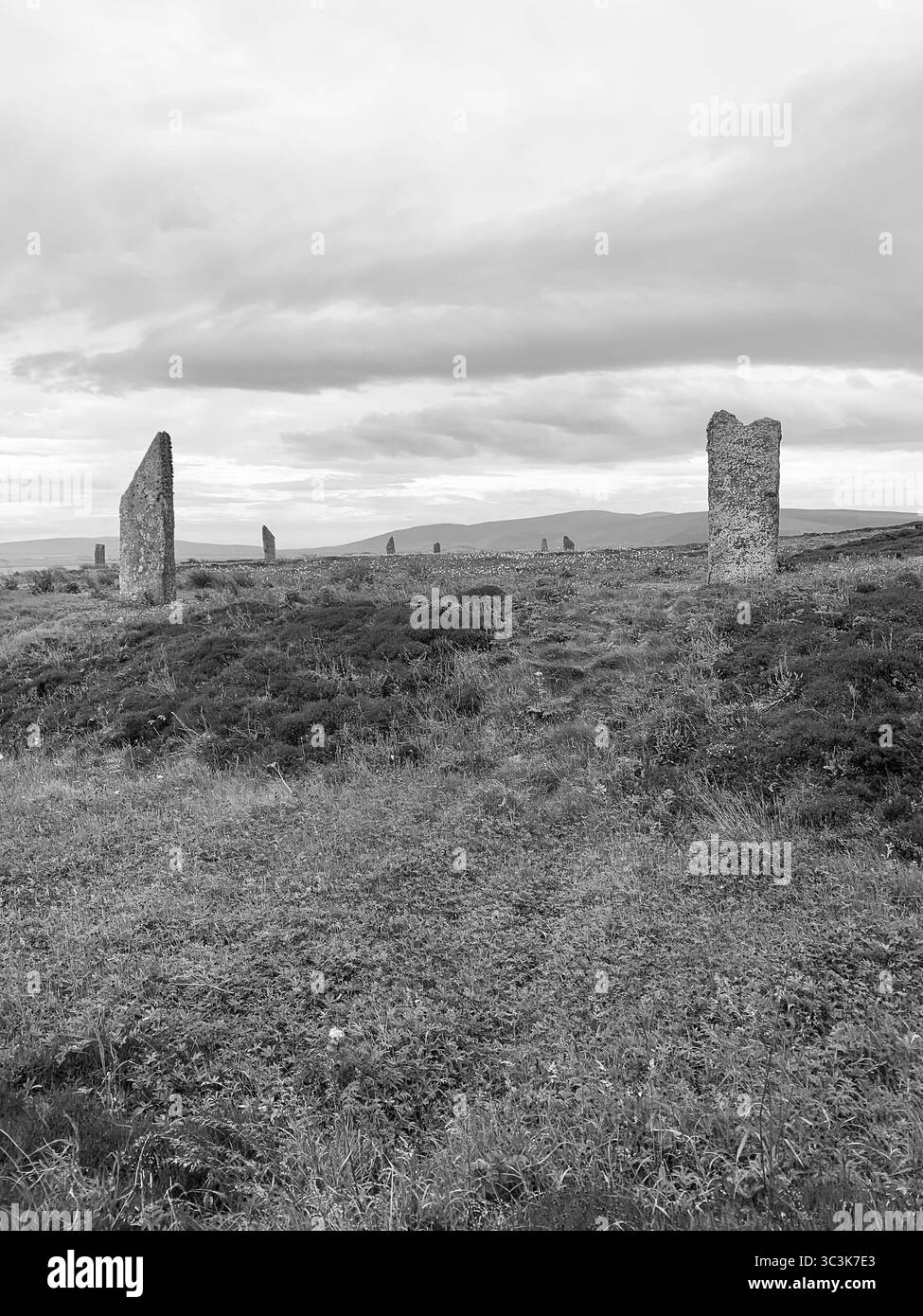 The Ring of Brodgar stone circle Orkney Scotland UK Orkneys Island ancient stones stone historic history visit people live pre BC village erected - Smartphone Captured Stock Image