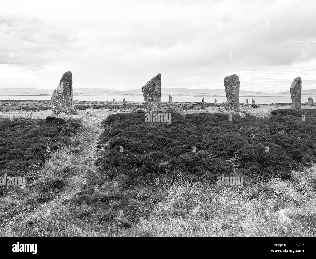 The Ring of Brodgar on the Orkneys Scotland Island Islands famous historic landscape ancient people prehistoric cave men and women lived old - Smartphone Captured Stock Image