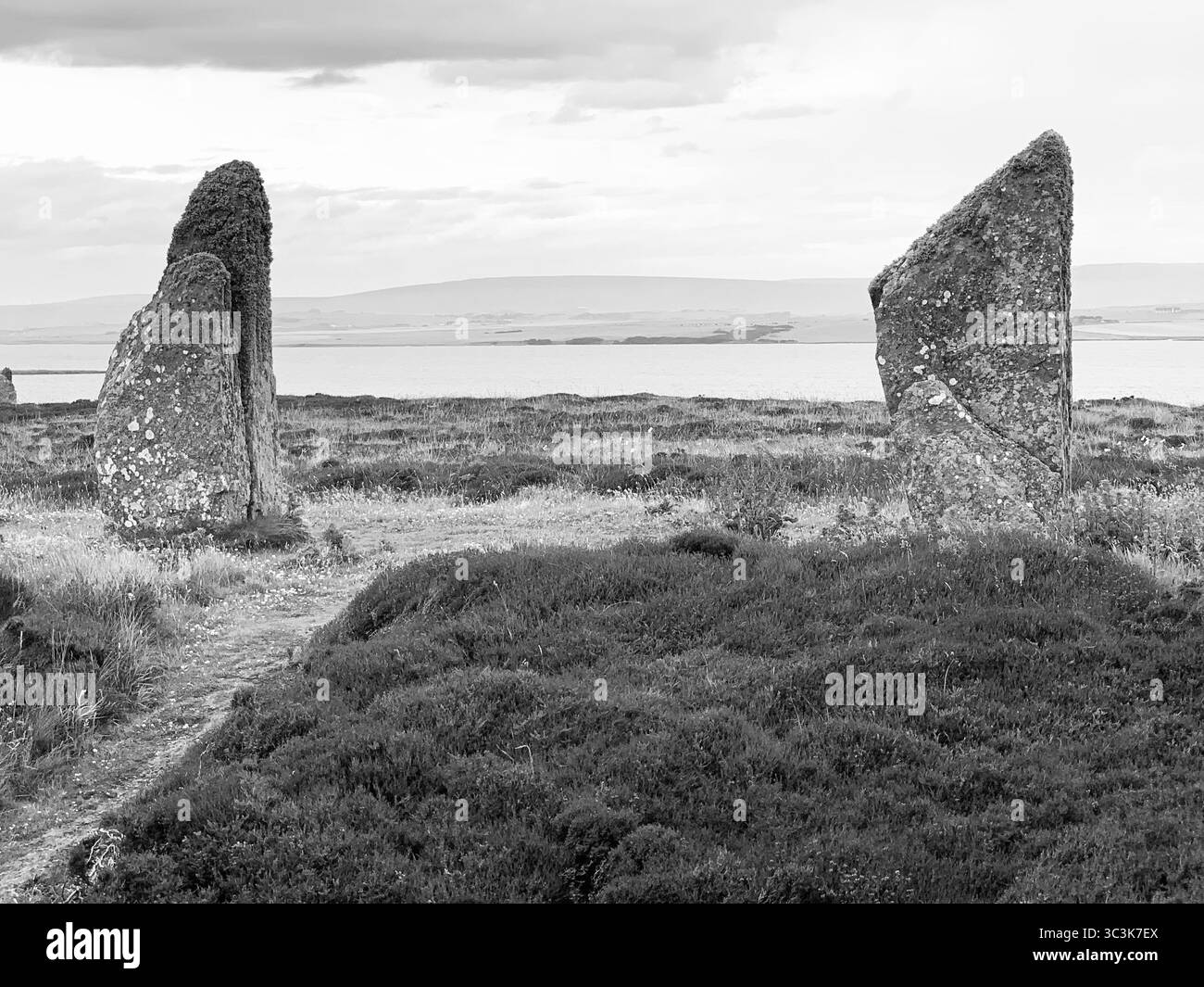 The Ring of Brodgar on the Orkneys Scotland Island Islands famous historic landscape ancient people prehistoric cave men and women lived old - Smartphone Captured Stock Image