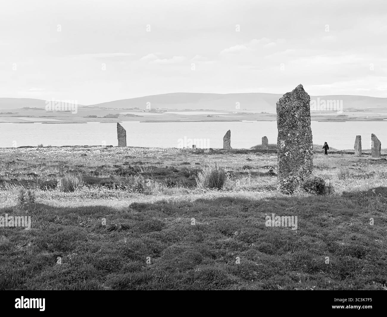 The Ring of Brodgar on the Orkneys Scotland Island Islands famous historic landscape ancient people prehistoric cave men and women lived old - Smartphone Captured Stock Image