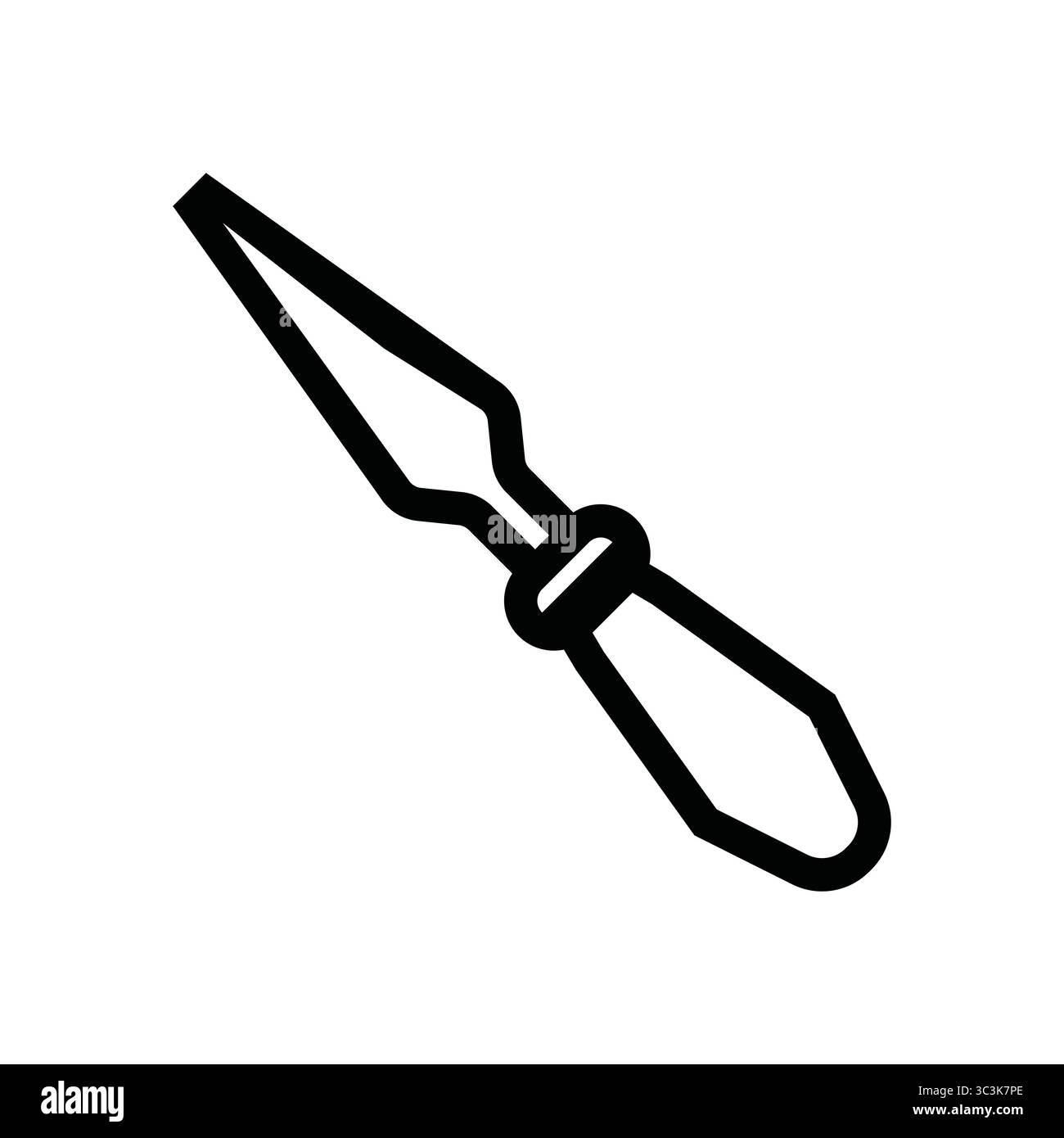 Long palette knife icon, simple black outline. Hand drawn art tool Stock Vector
