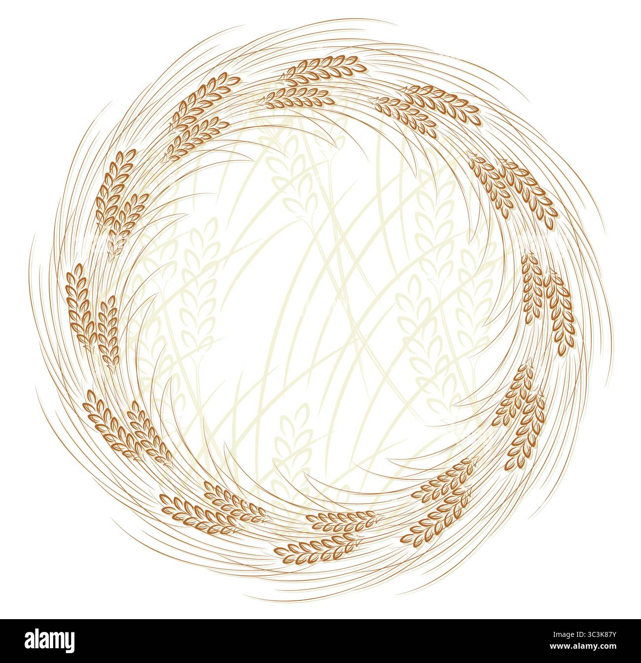 A round frame with ripe wheat. Stock Vector
