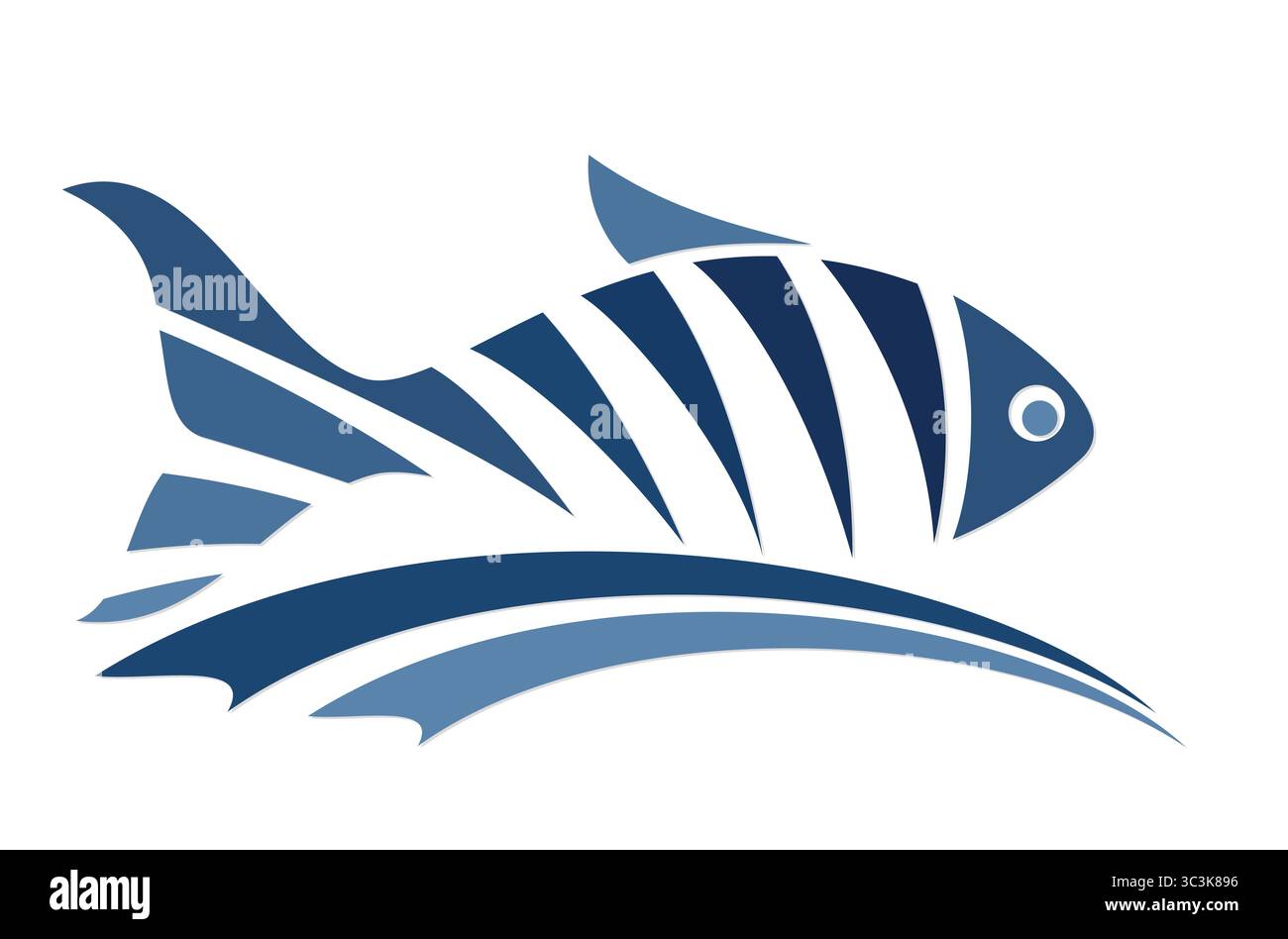 Abstract logo sea fish with wave. Stock Vector