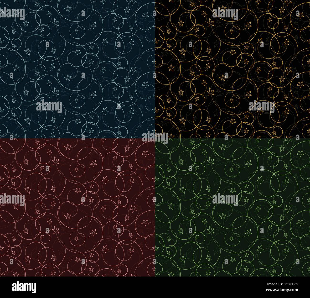 Set seamless backgrounds with floral patterns. Stock Vector