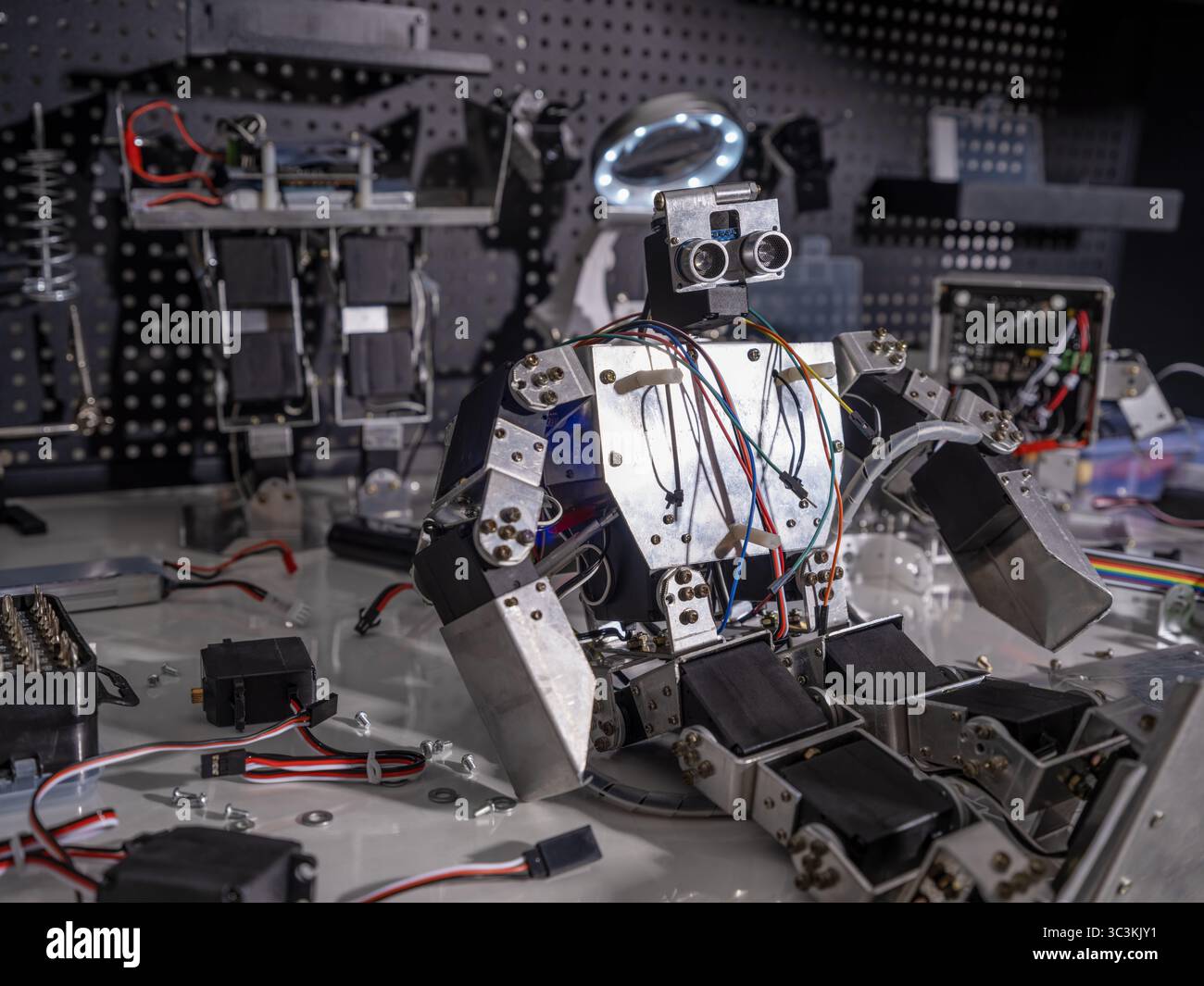 Research robot on the workbench Stock Photo