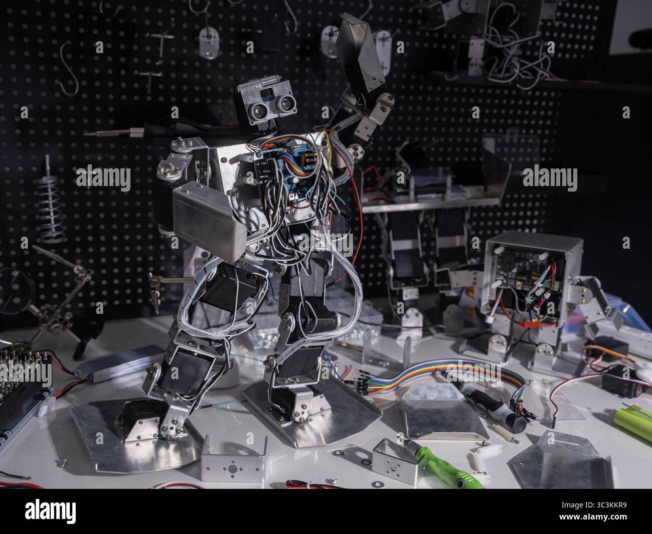 Research robot on the workbench Stock Photo