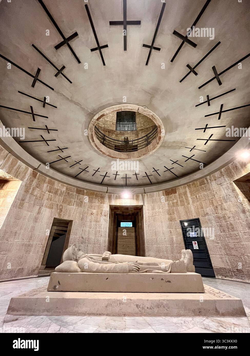 Interior of the Pocol War Cemetery and Shrine to the World War One Italian dead soldiers and crypt of Gold Medalist Lieutenant Francesco Barbieri. - Smartphone Captured Stock Image