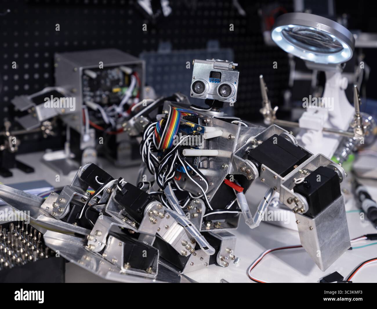 Research robot on the workbench Stock Photo