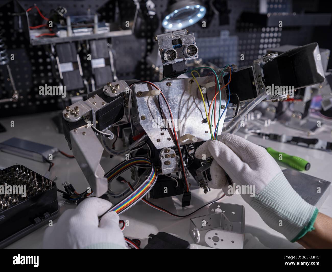 Research robot on the workbench Stock Photo