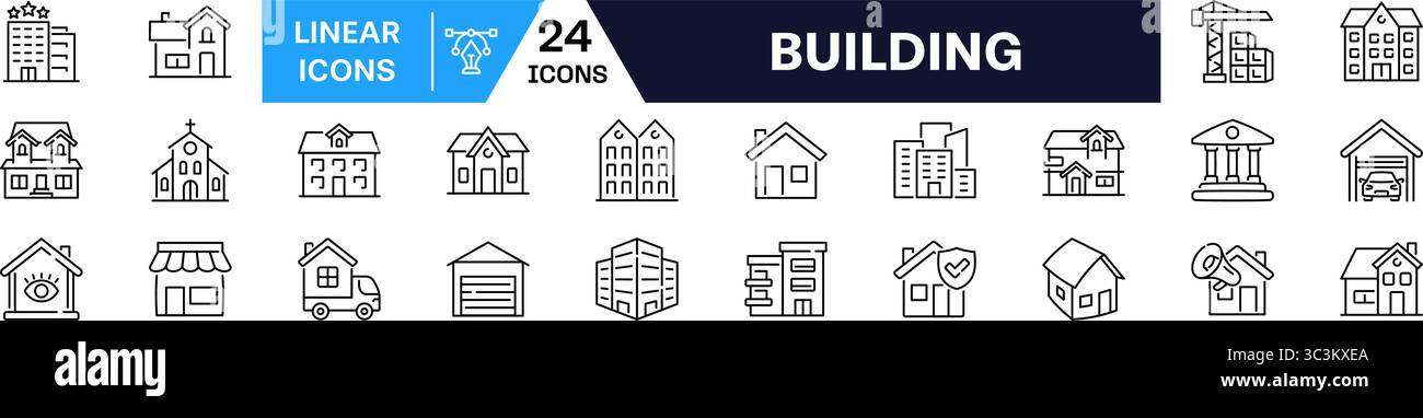 Building icon set. Linear style Stock Vector Image & Art - Alamy