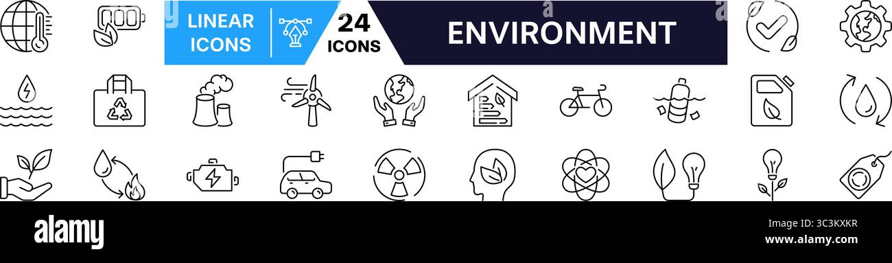 Environment Icons set. Eco-friendly Icons. Linear style. Stock Vector