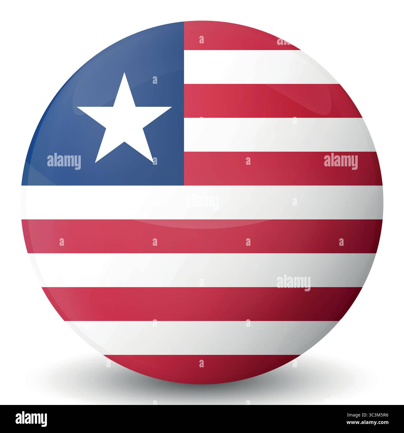 Glass light ball with flag of Liberia. Round sphere, template icon ...
