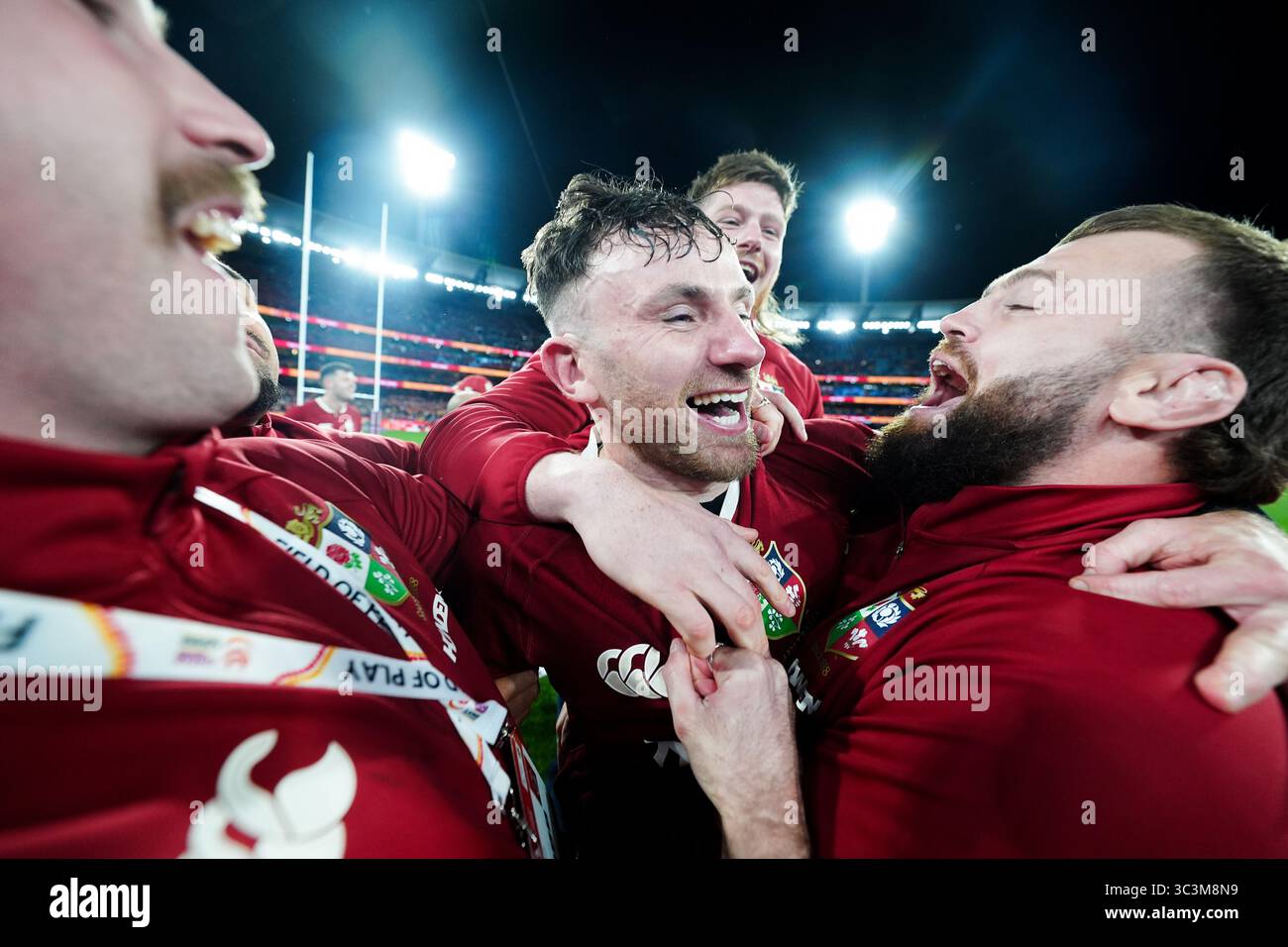 Hugo Keenan of the British and Irish Lions celebrates a series victory ...