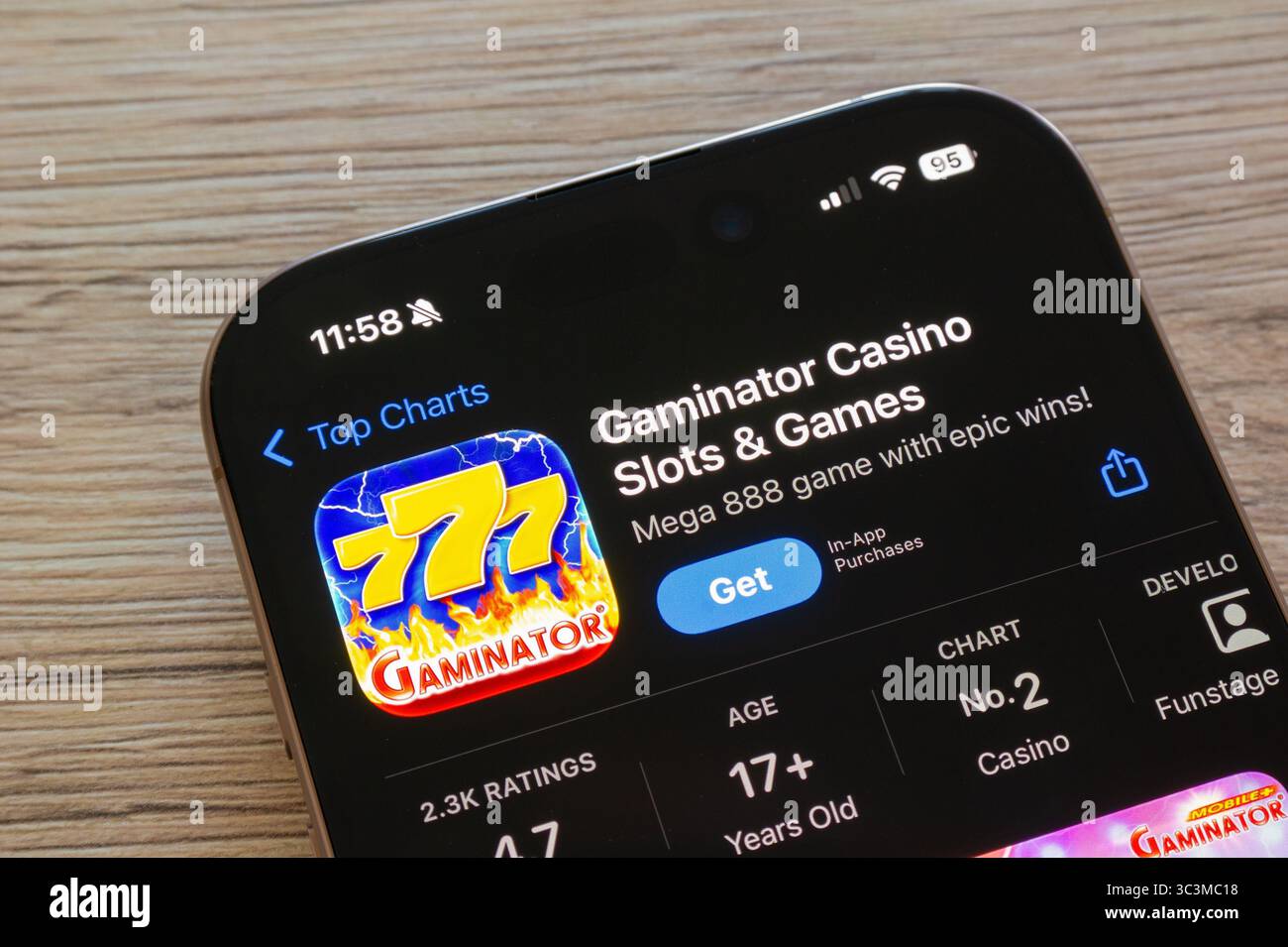 Ostrava, Czechia - January 19, 2025: Apple app store with Gaminator Casino Slots and Games mobile application Stock Photo