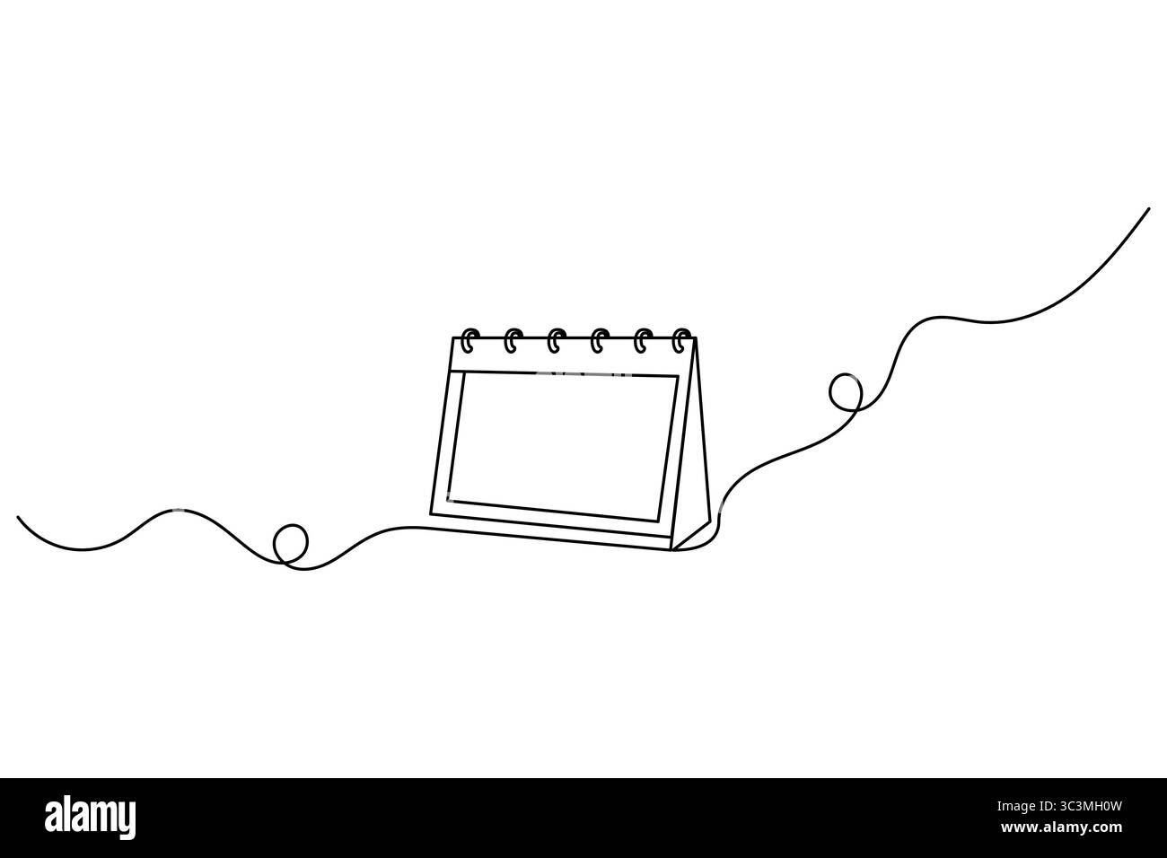 Table calendar continuous single line art drawing and calendar icon ...