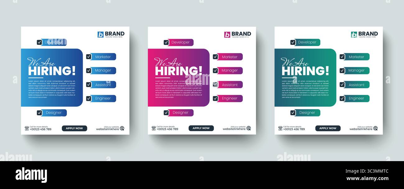 We are hiring job vacancy social media post and square web banner ...