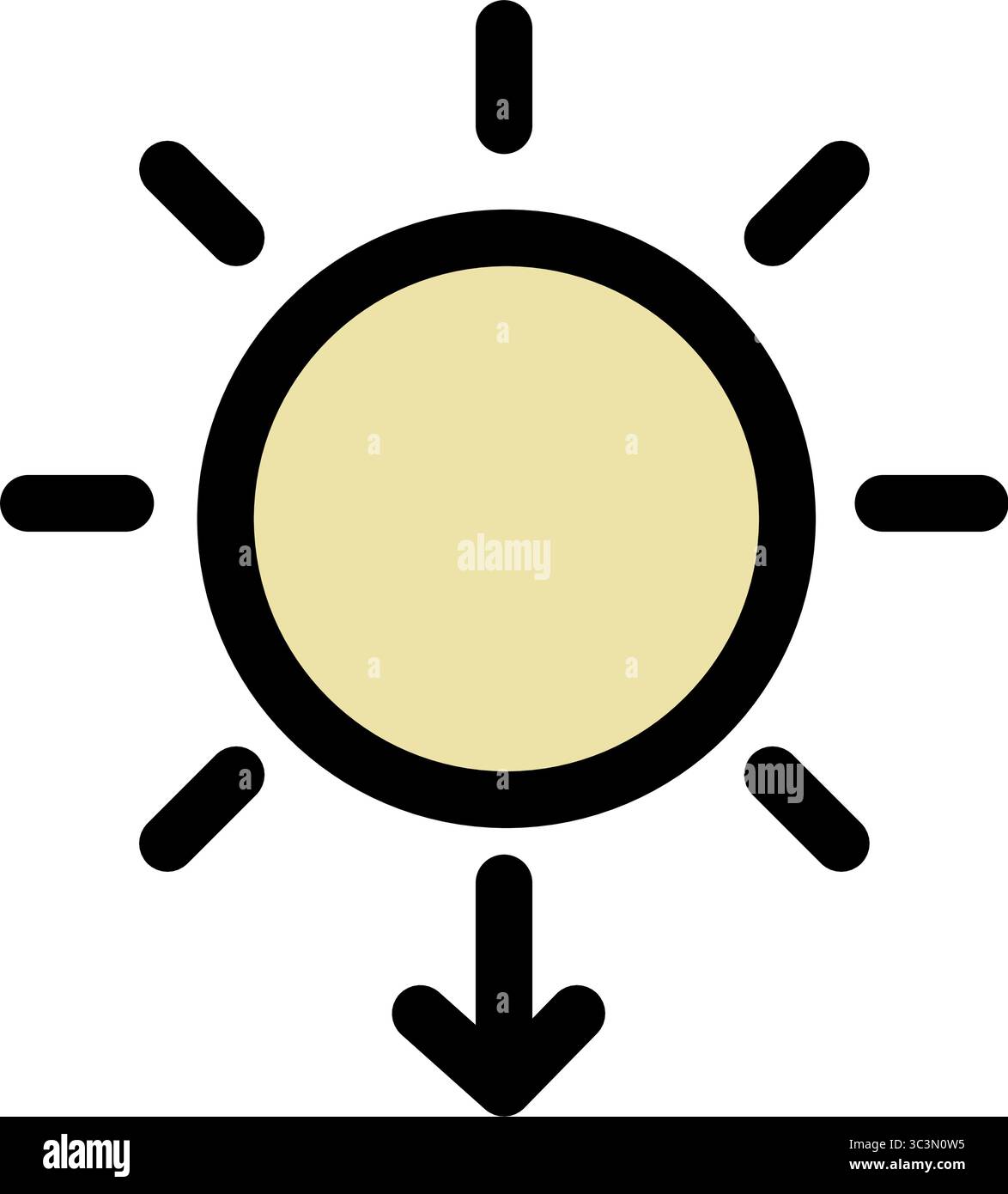 Decrease brightness icon is perfect for mobile devices and other digital display interfaces. Stock Vector