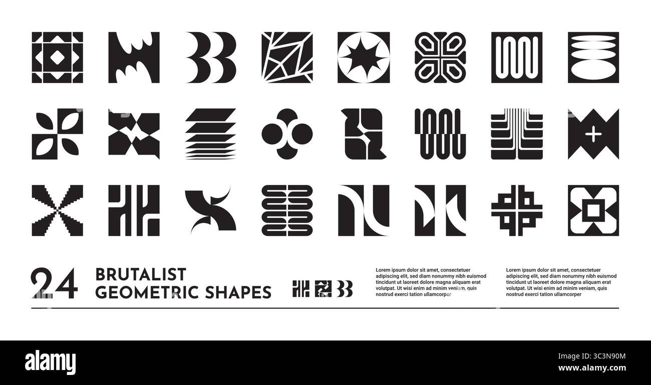 Graphic elements. Abstract geometry shape, distorted Y2K design or ...
