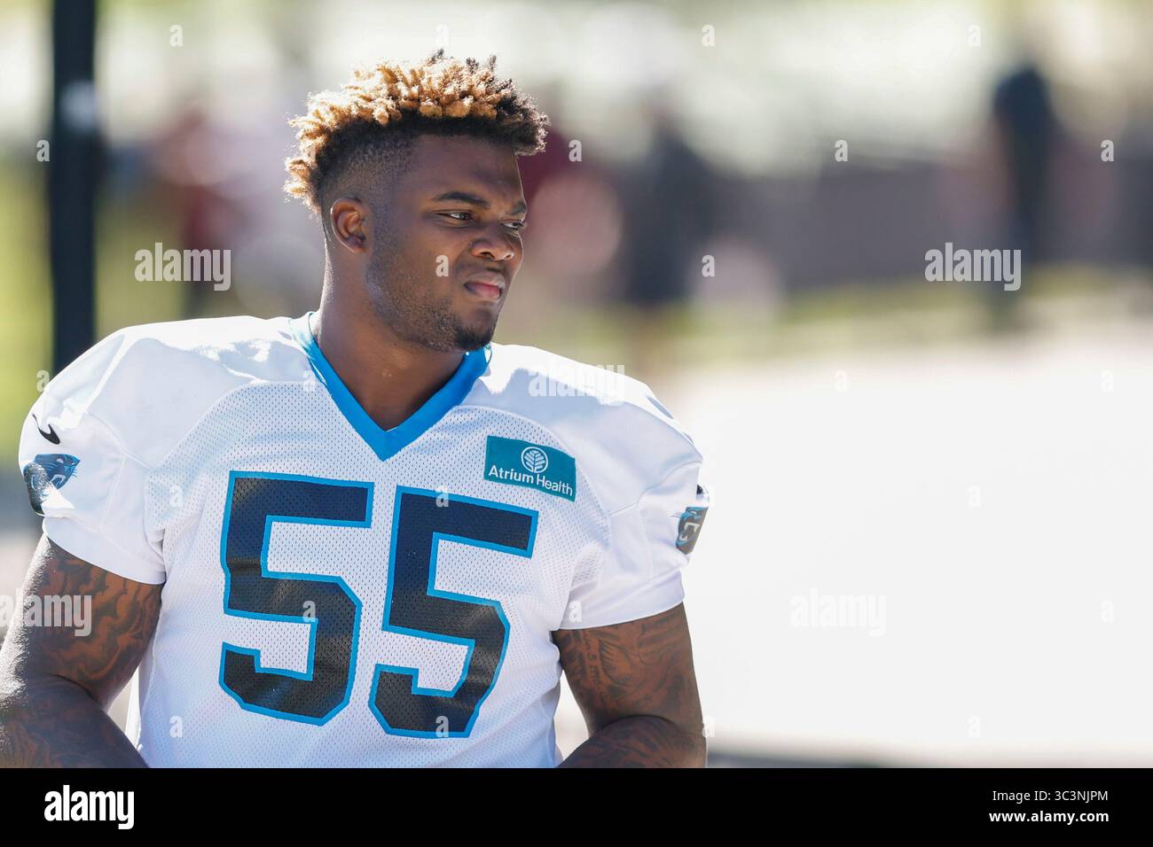 Carolina Panthers defensive tackle Cam Jackson arrives at the team's
