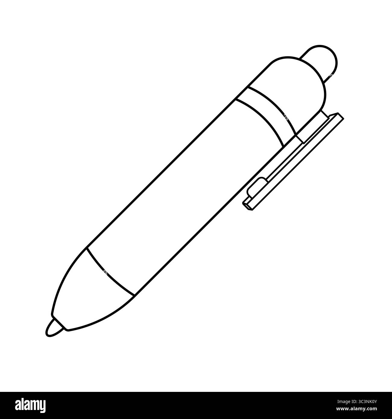Ballpoint Pen Outline Vector Illustration. The design features a clip ...