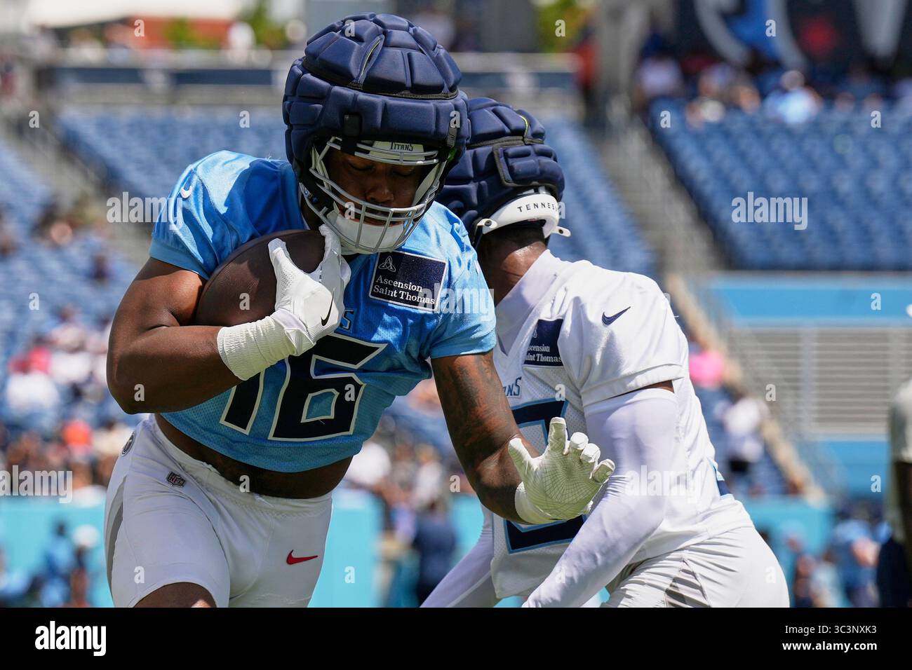 Tennessee Titans Wide Receiver Treylon Burks 16 Runs Through A Drill Tennessee Titans Wide Receiver Treylon Burks 16 Runs Through A Drill During Back Together Weekend At The Teams Nfl Football Training Camp Saturday July 26 2025 In Nashville Tenn Ap Photogeorge Walker Iv 3C3NXK3