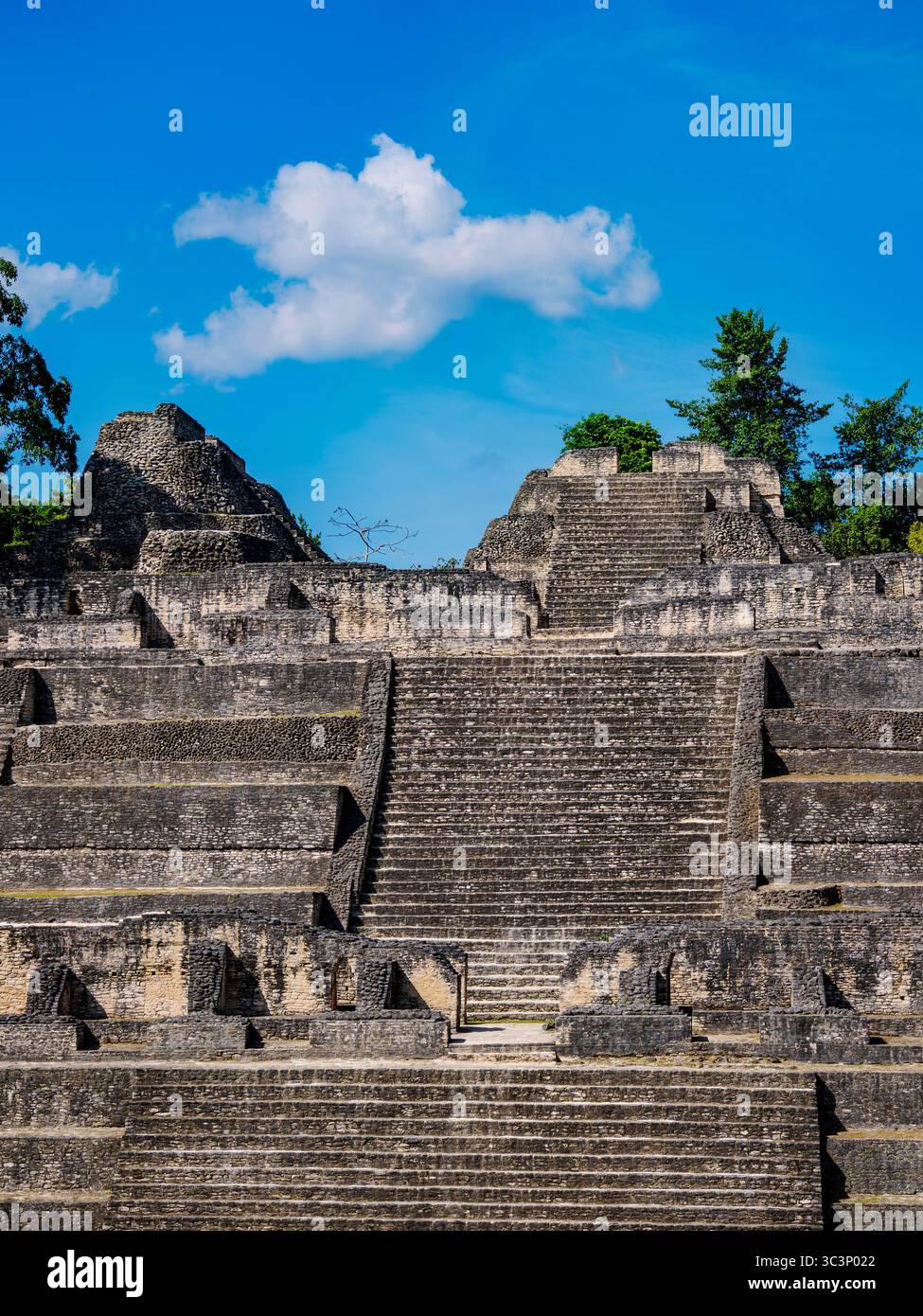 Caana at Plaza B, Caracol Archaeological Site, Cayo District, Belize Stock Photo