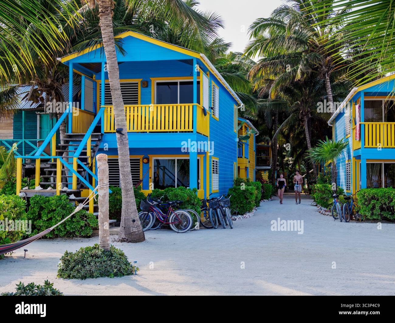 Colinda Cabanas Hotel at the waterfront of Caye Caulker, Belize District, Belize Stock Photo