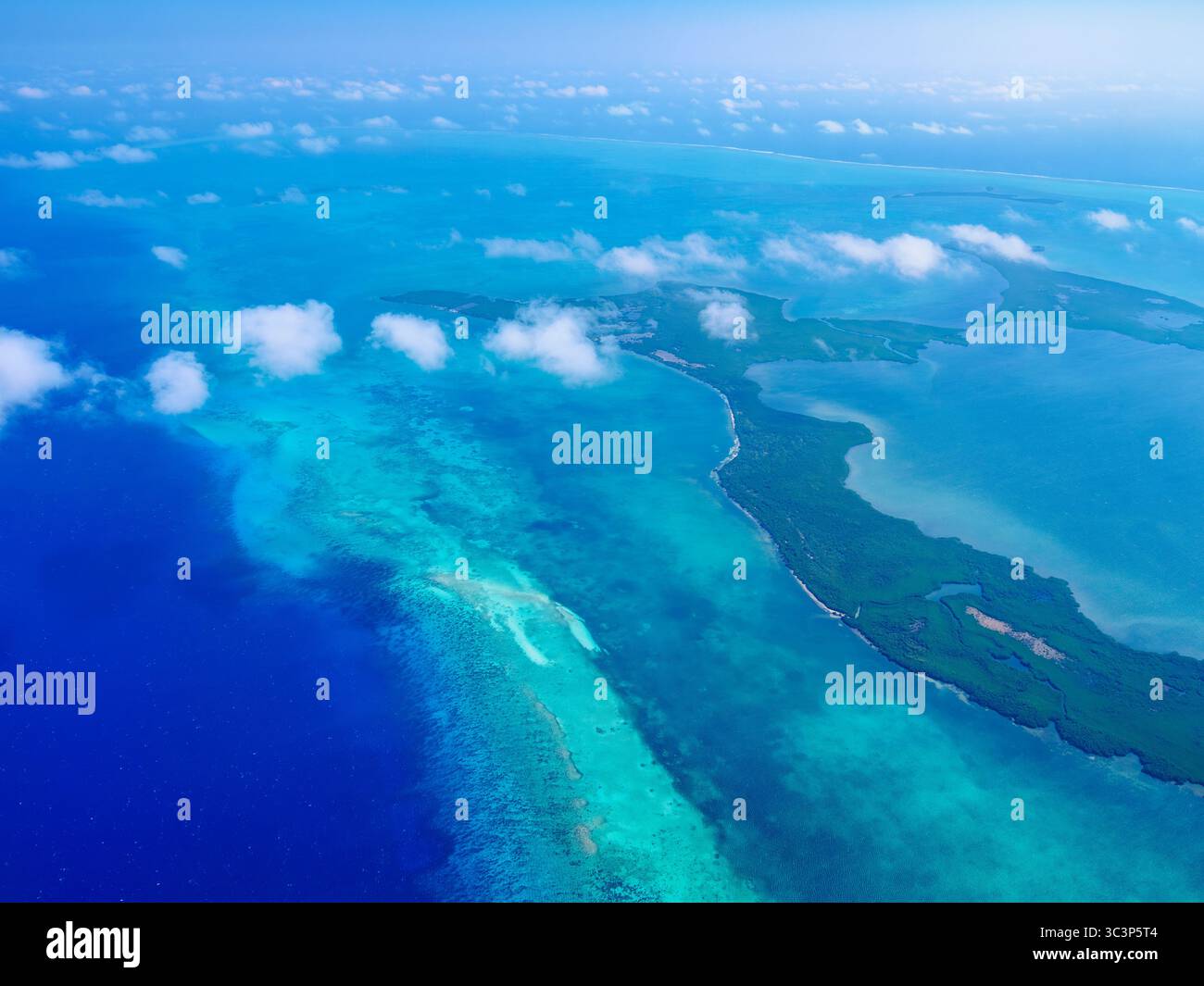 Turneffe Atoll, aerial view, Belize District, Belize Stock Photo