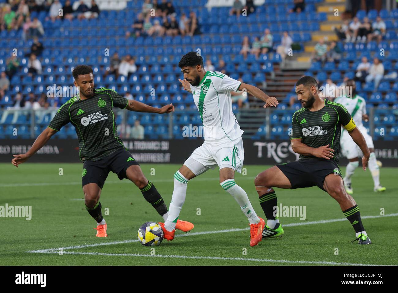 Como, Italy, 26th July 2025. Fahad Al-Rashidi of Al-Ahli SFC controls ...