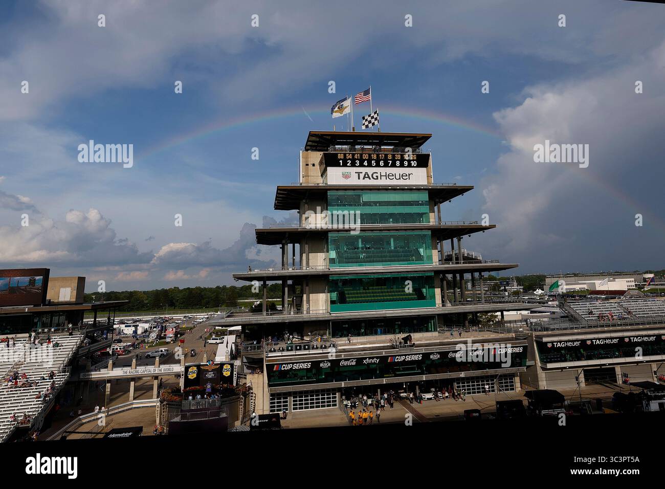 INDIANAPOLIS, IN - JULY 26: A rainbow appeared behind the Pagoda during ...