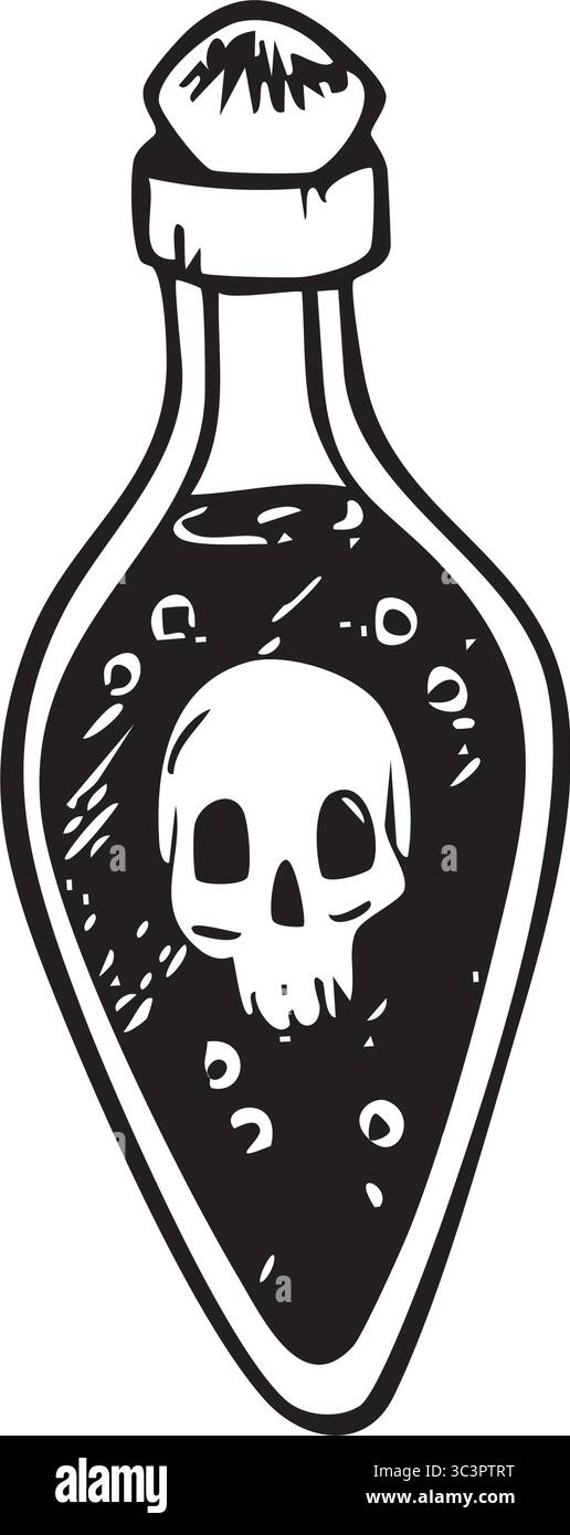 Poison bottle and skull Black and White Stock Photos & Images - Alamy