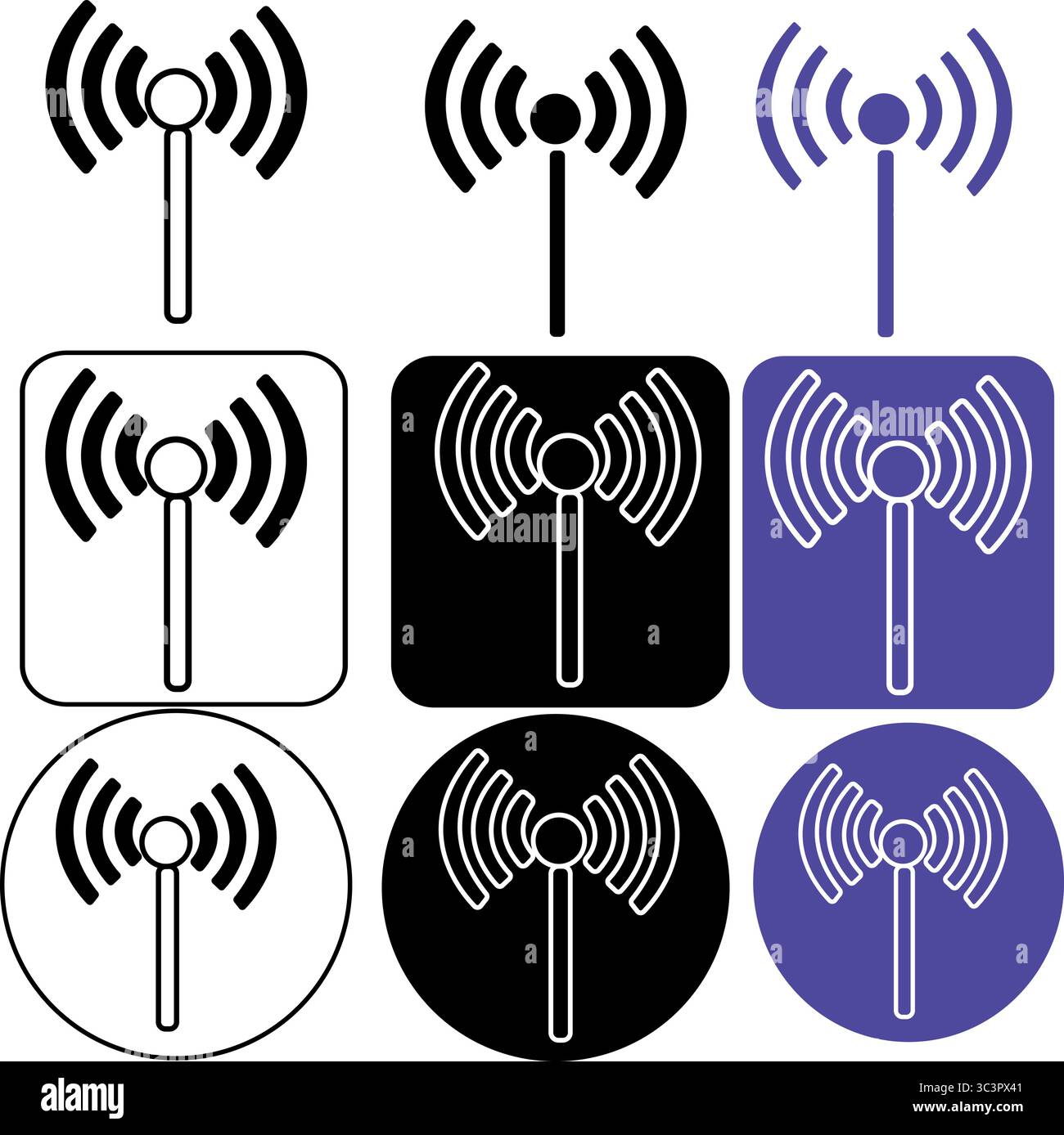 Modern wireless signal transmission icons for technology, communication ...