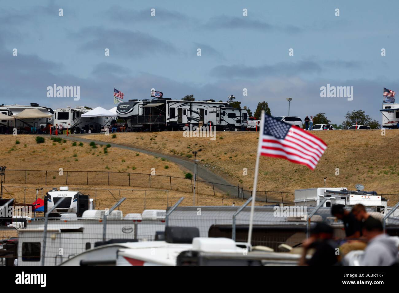 SONOMA, CA - JULY 26: General view of campers overlooking the track ...
