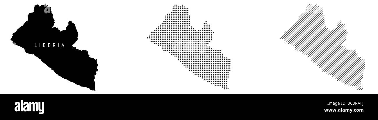 Liberia detailed silhouette map, dotted pattern and slanted parallel ...