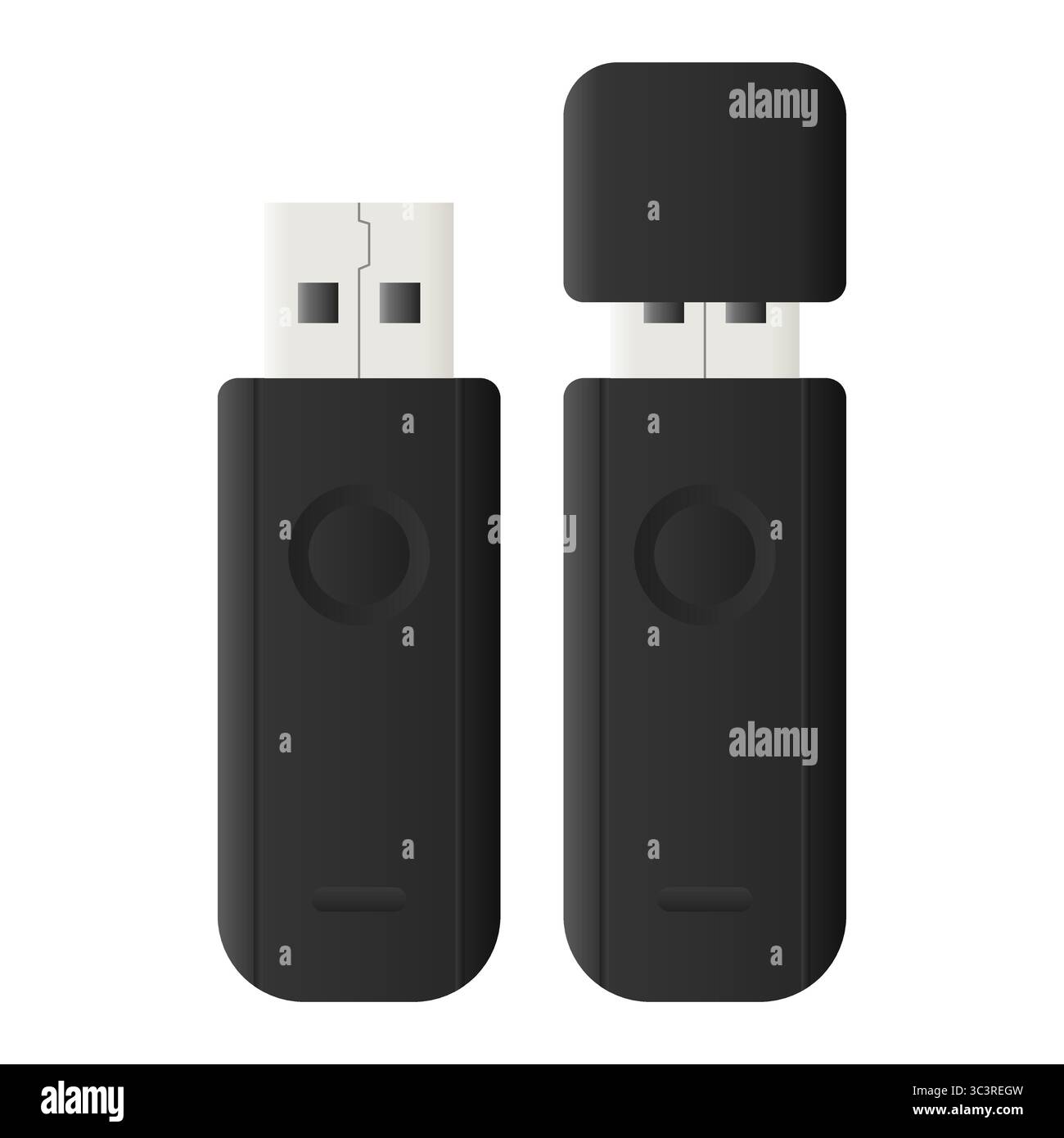 Black Flash Drive Black Vector Data Storage Equipment. Portable Data Transfer Technology Flash Drive. Stock Vector
