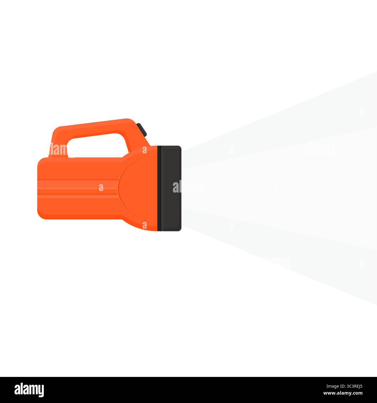 Bright Orange Flashlight for Emergency Needs Vector. Flashlight Icon on White Background. Stock Vector