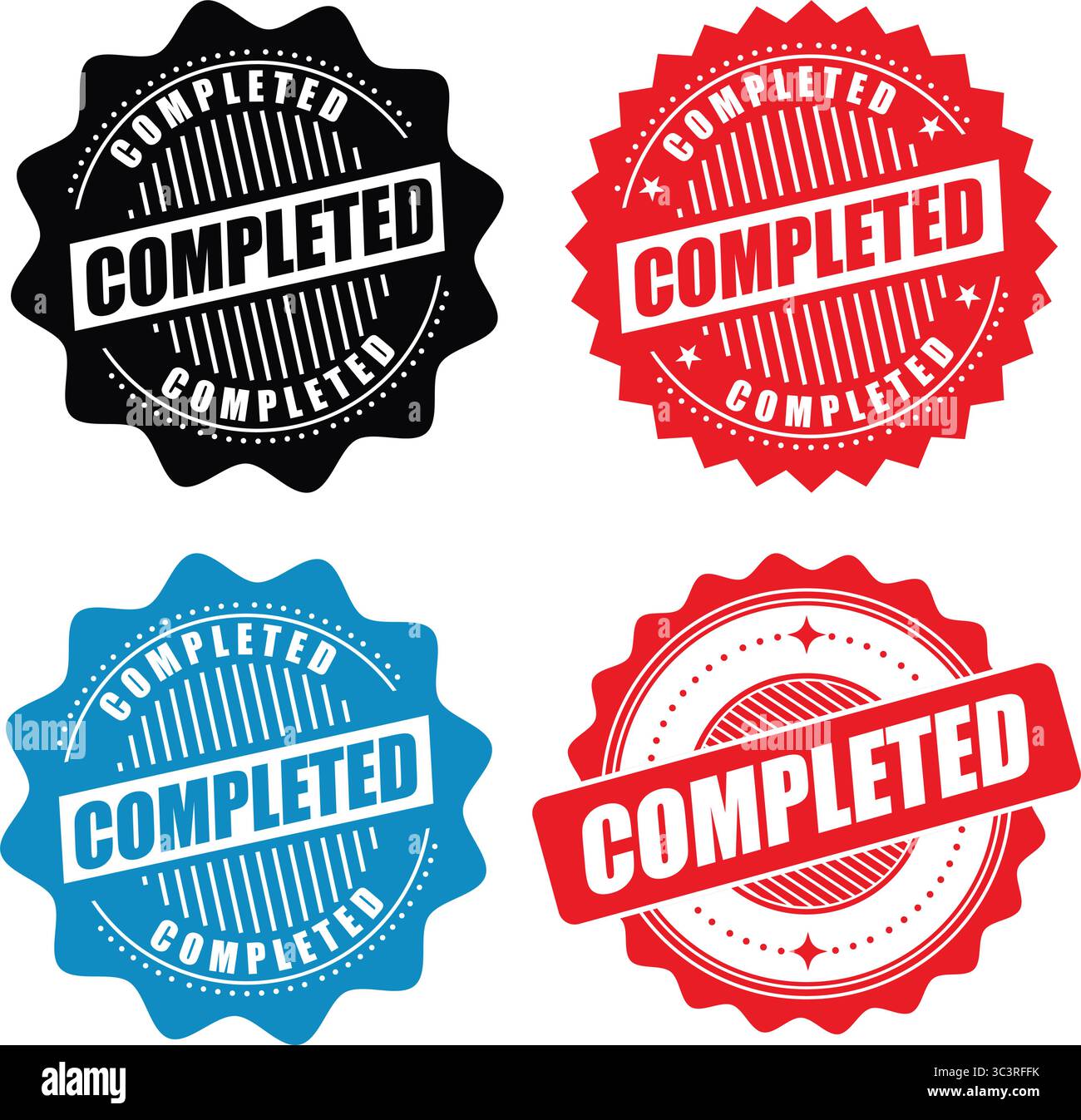 Completed Task Stamp – Finished Project Vector Badge for Workflow, Productivity, and Project Management Stock Vector