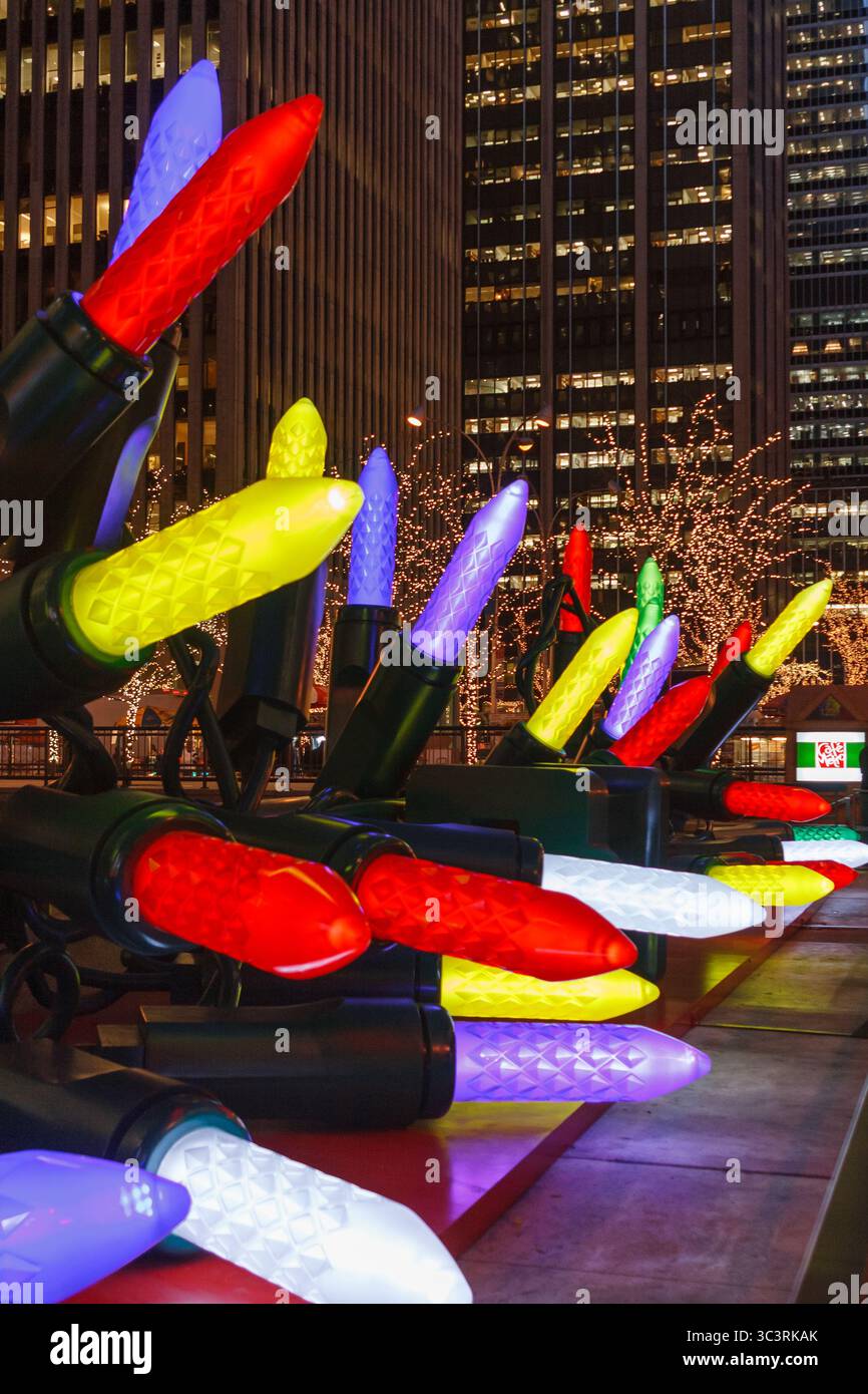 giant string lights on the sidewalk Stock Photo