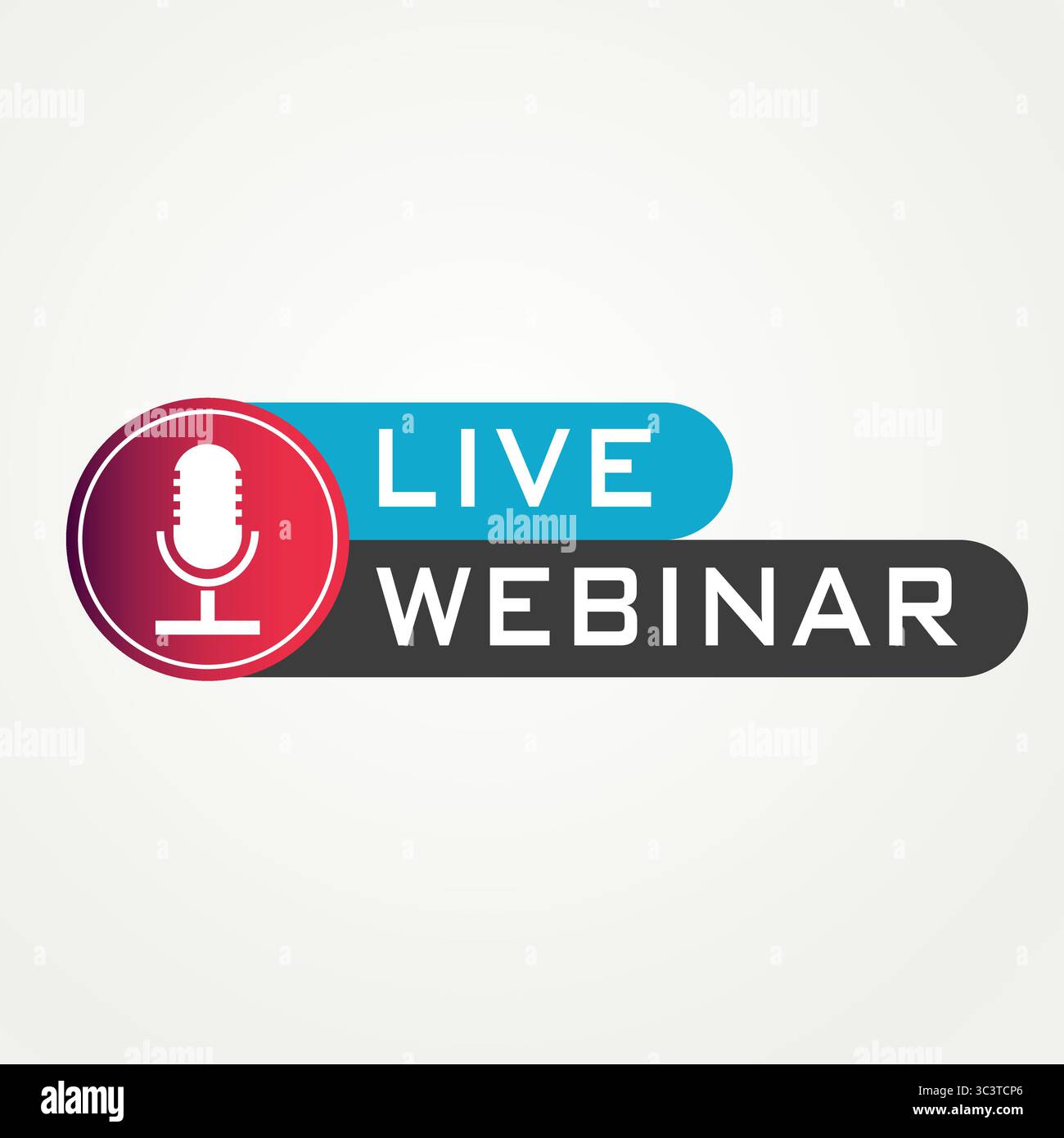 Live Webinar Button with mic, icon. Vector illustration design for Webinars Stock Vector