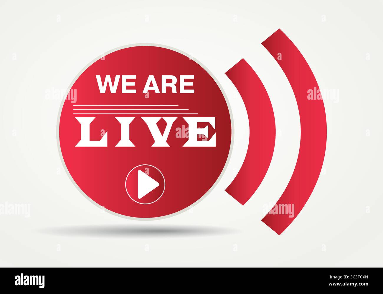 we are Live streaming in red . Play button icon vector illustration Stock Vector