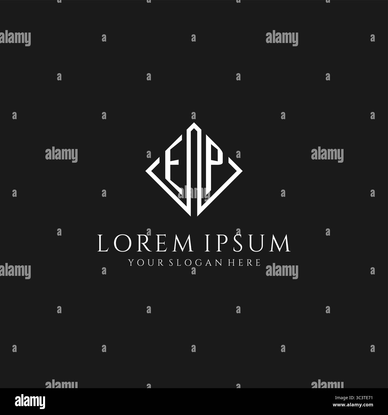Letter EP logo with rhombus square design style vector graphic Stock Vector