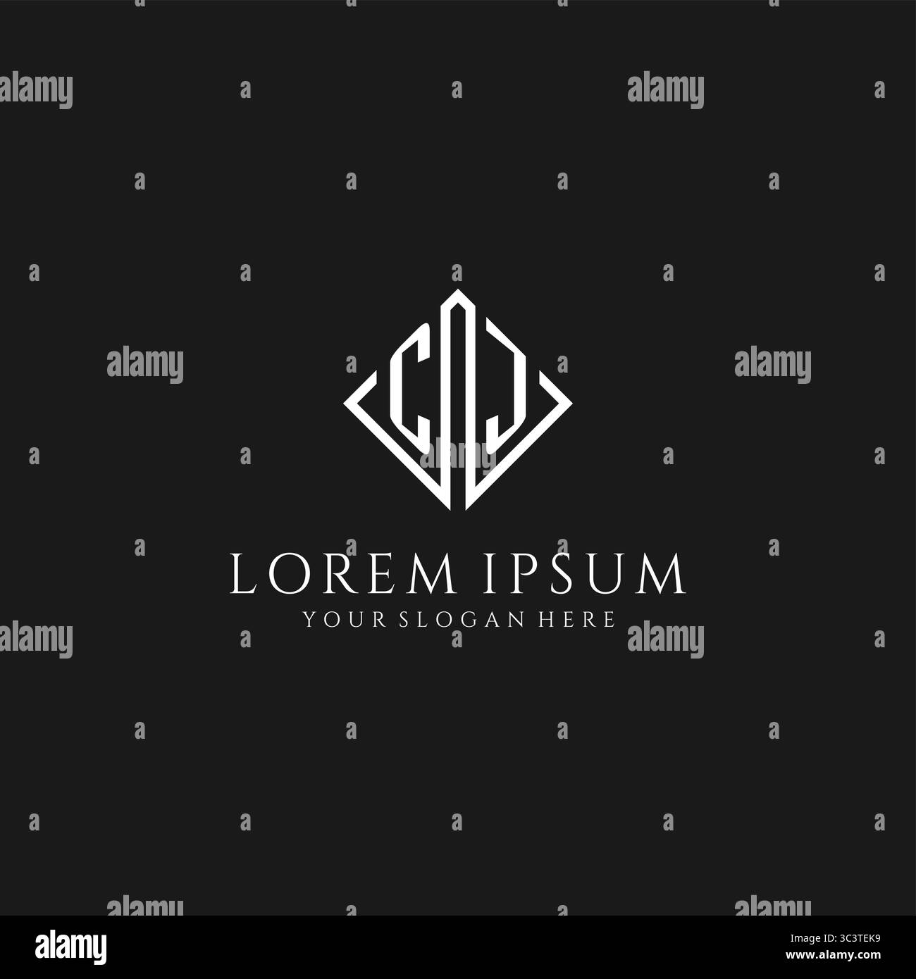 Letter CJ logo with rhombus square design style vector graphic Stock Vector