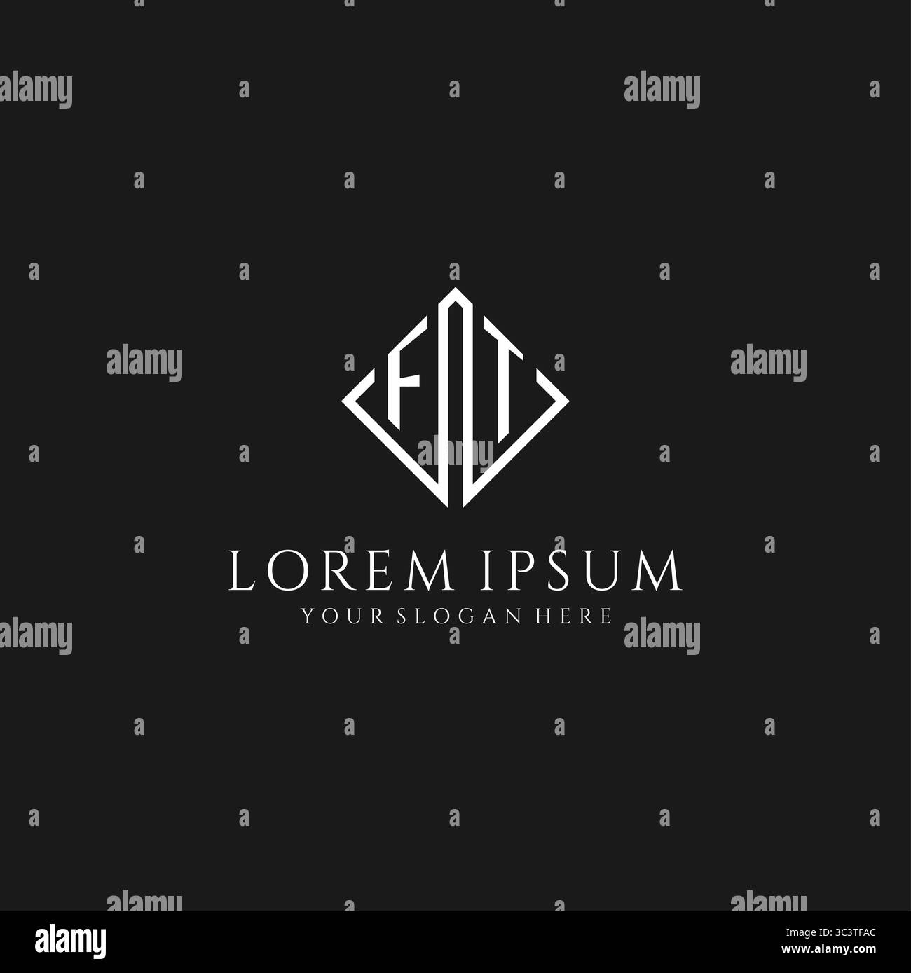 Letter FT logo with rhombus square design style vector graphic Stock Vector