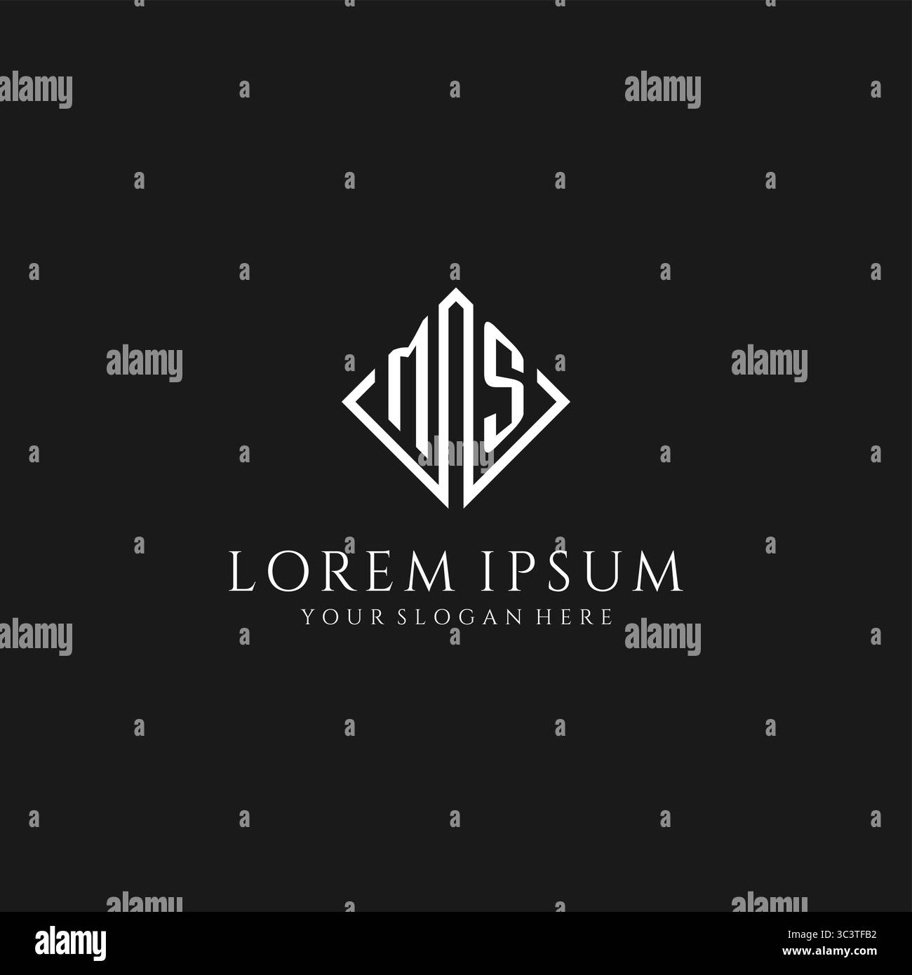 Letter MS logo with rhombus square design style vector graphic Stock Vector
